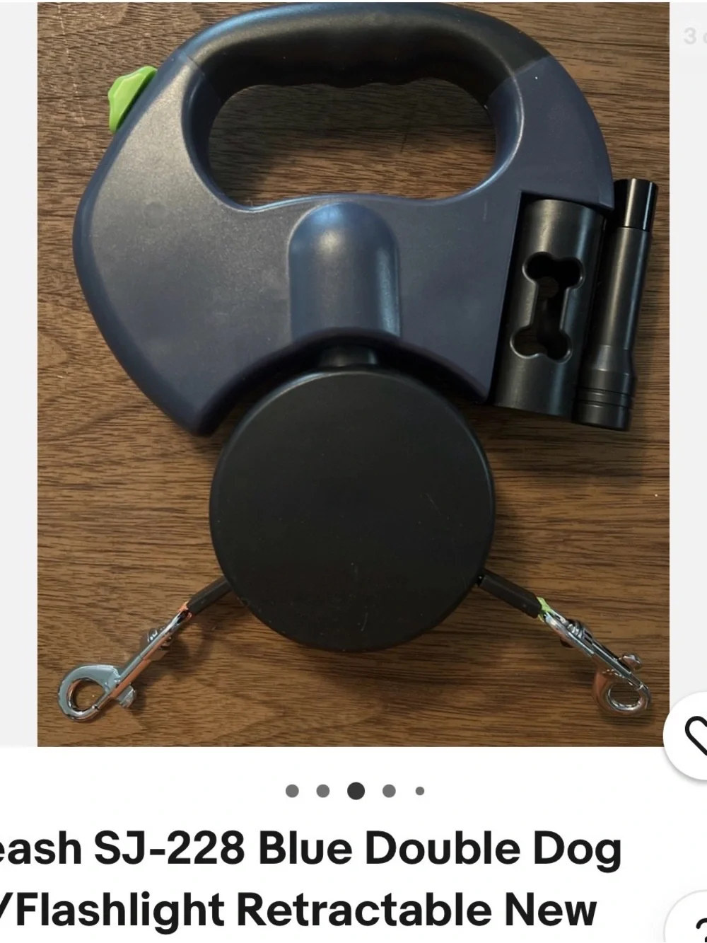 SJ - 228 Retractable Double Dog Leash with Flashlight